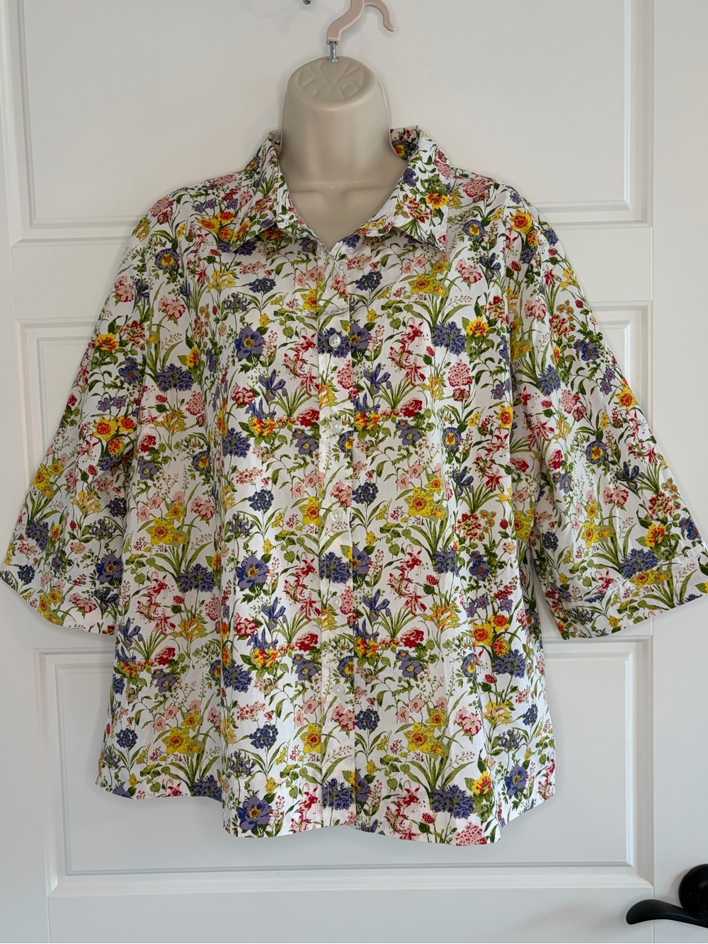 Vintage American Sweetheart Cotton Blend Floral Button Up Blouse Shirt Size XL